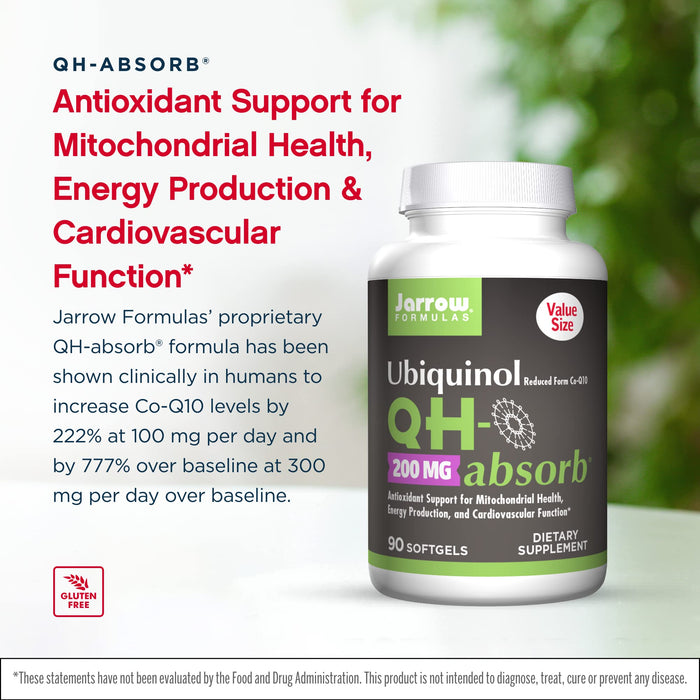 Jarrow Formulas Ubiquinol QH-absorb, 200mg - 90 softgels - Health and Wellbeing at MySupplementShop by Jarrow Formulas