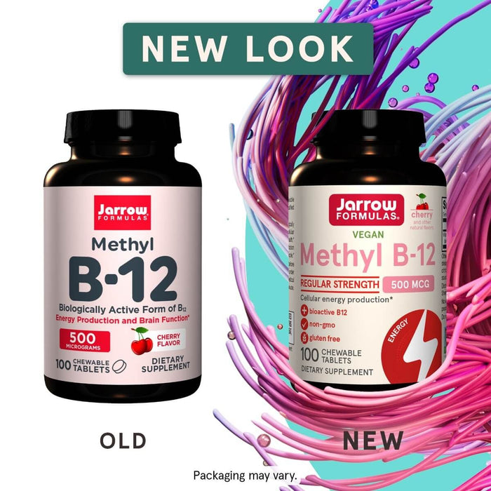 Jarrow Formulas Vitamin Methyl B-12 500mcg 100 Cherry Chewable Tablets - Vitamins & Minerals at MySupplementShop by Jarrow Formulas