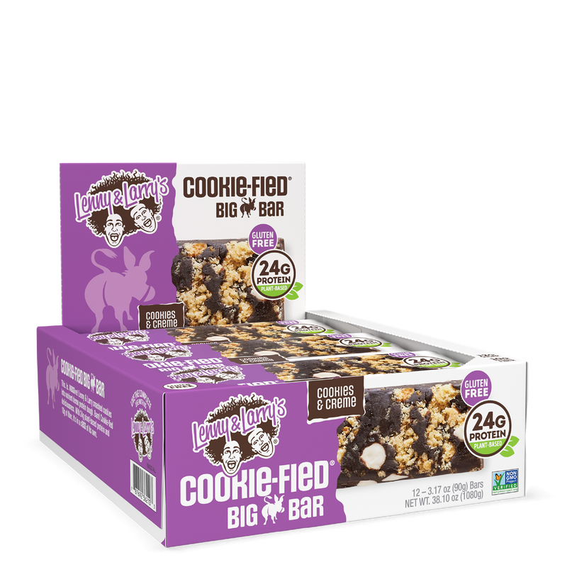 Lenny & Larrys The Complete Cookie-fied BIG Bar 12x90g Cookies & Cream | Premium Sports Nutrition at MYSUPPLEMENTSHOP.co.uk