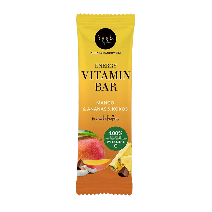 Levann Energy Vitamin Bar, Mango & Pineapple & Cocoa with Chocolate Coating - 15 x 35g