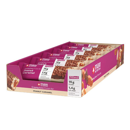 Maxi Nutrition Creamy Core Bar 12x45g Peanut Caramel Best Value Sports Supplements at MYSUPPLEMENTSHOP.co.uk