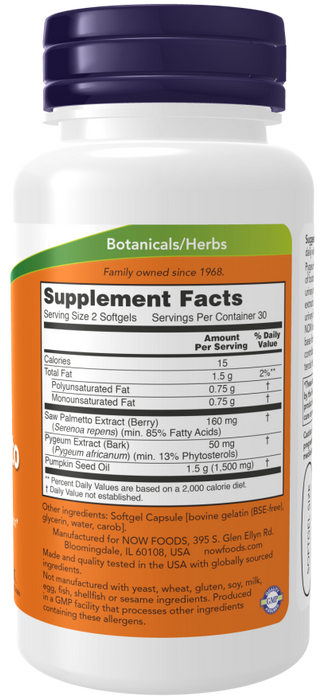 NOW Foods Pygeum & Saw Palmetto - 60 softgels