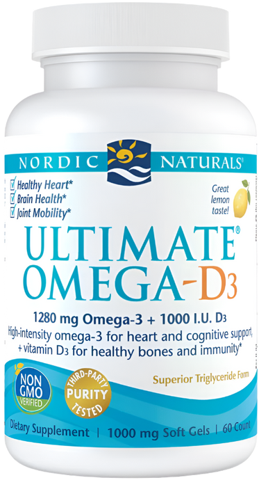 Nordic Naturals Ultimate Omega-D3, 1280mg Lemon - 60 solfgels
