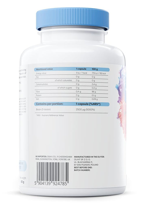 Osavi Biotin 180 vegan caps 2500mcg - Vitamin B7 (Biotin) at MySupplementShop by Osavi