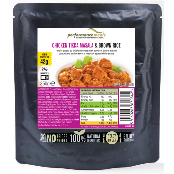 Performance Meals Protein Meal Pouch 350g Chicken Tikka Masala & Brown Rice