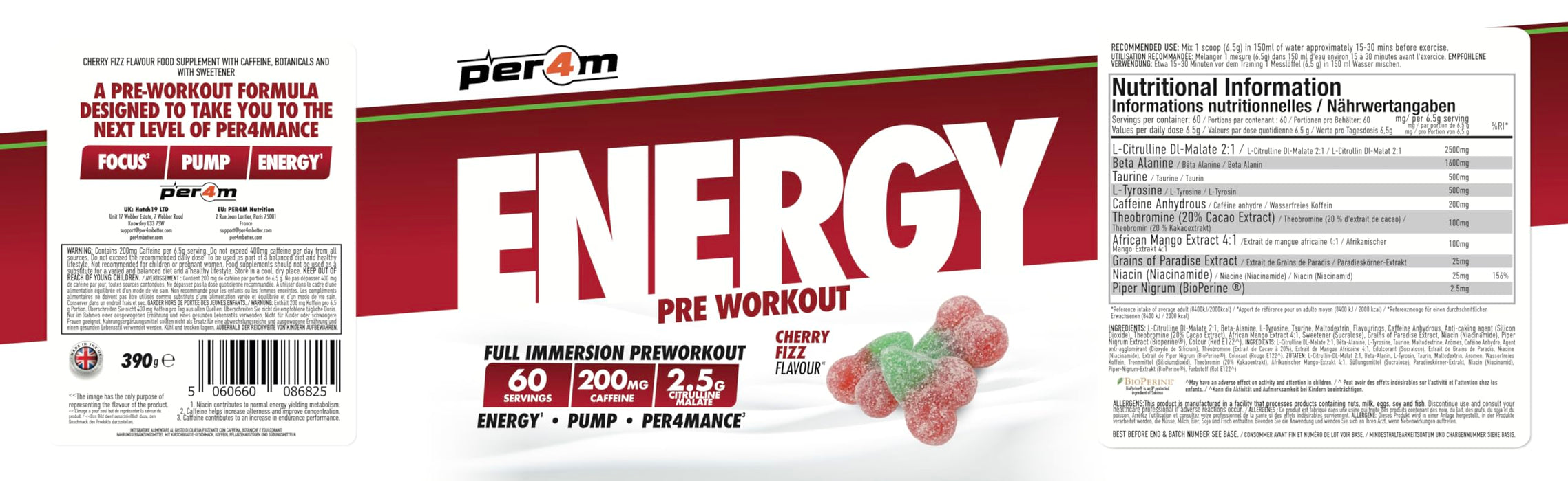 Per4m Energy Pre Workout 390g