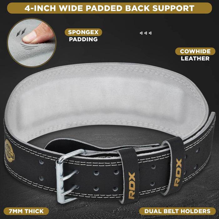 RDX Belt 4" Leather Black/Gold