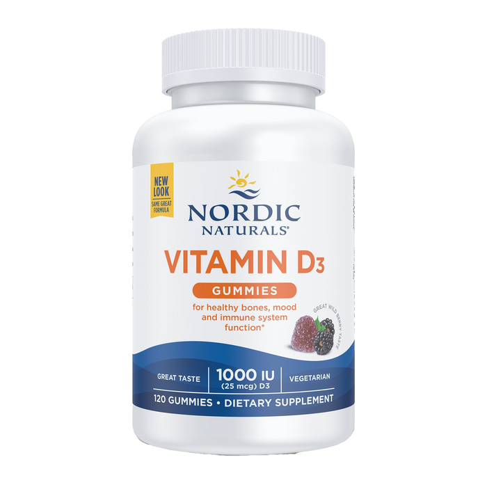 Nordic Naturals Vitamin D3 Gummies, 1000 IU Wild Berry - 120 gummies