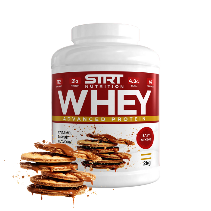 STRT Nutrition Whey Protein 2kg – 21g Protein, 67 Servings, Multiple Flavours