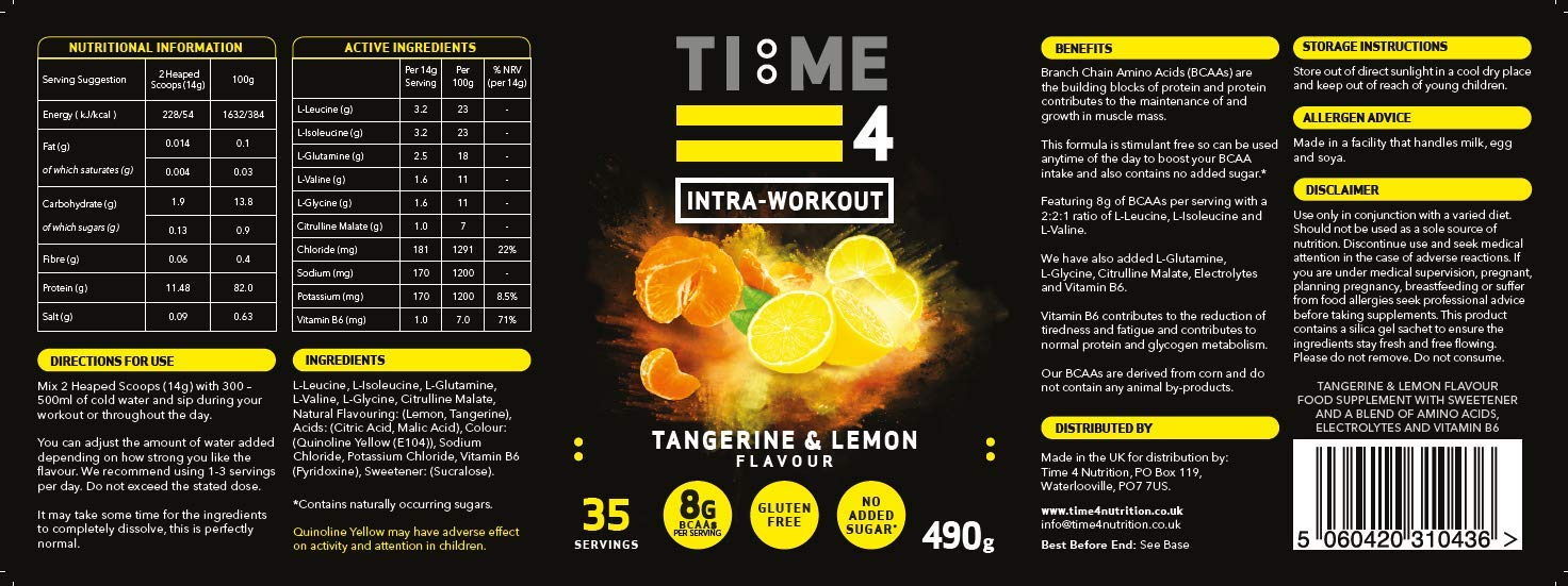 Time 4 Intra-Workout BCAA Powder 35 Servings - BCAAs at MySupplementShop by Time 4 Nutrition