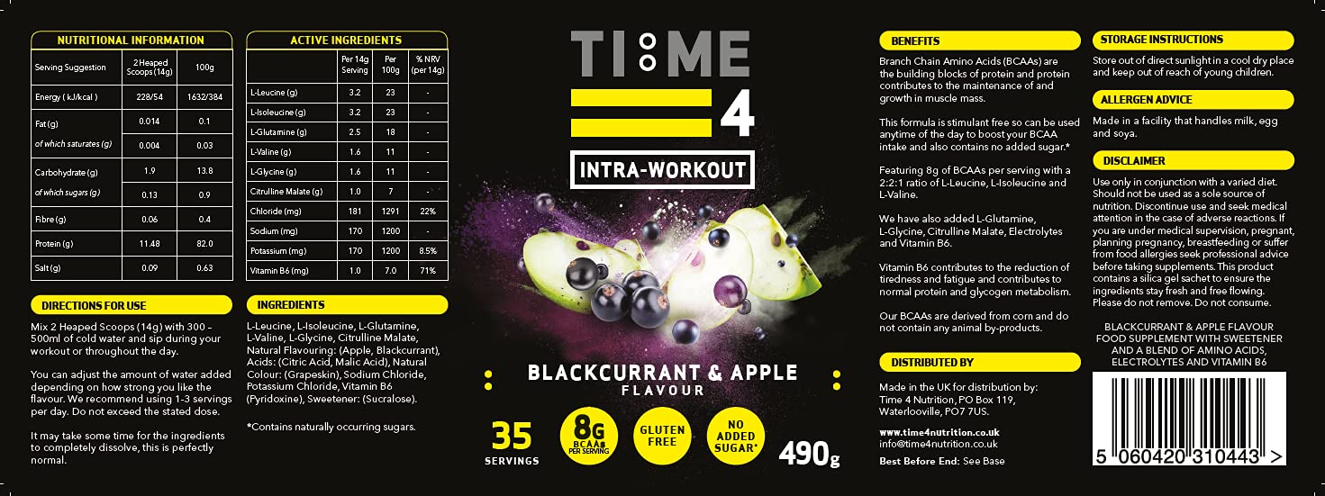 Time 4 Intra-Workout BCAA Powder 35 Servings - BCAAs at MySupplementShop by Time 4 Nutrition