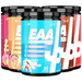 Colorful tubs of Trained By JP EAA for boosting protein and essential nutrients