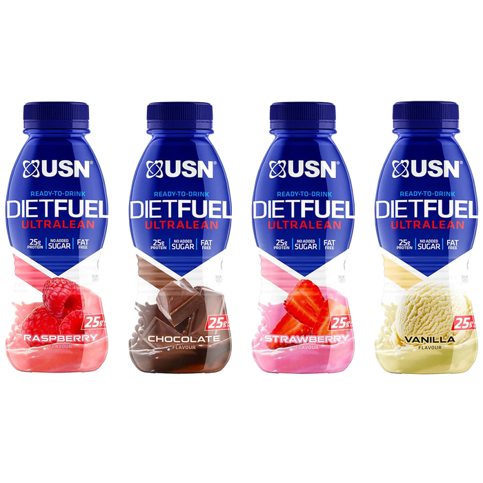 USN Diet Fuel Ultralean, trinkfertiger, proteinreicher Shake, 8 x 310 ml
