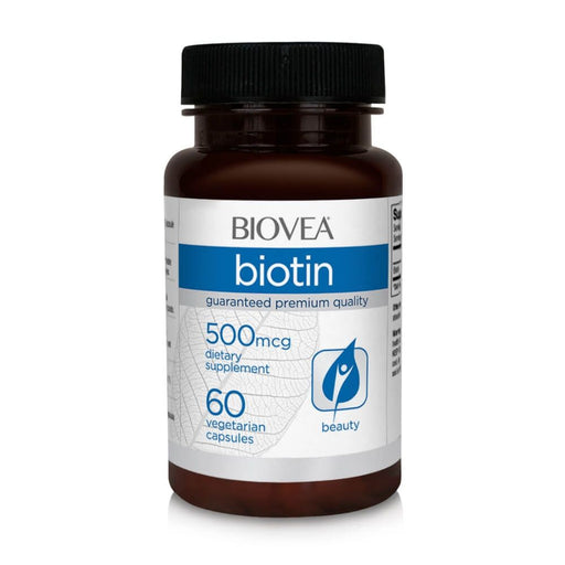 Biovea Biotin 500mcg 60 Vegetarian Capsules | Premium Supplements at MYSUPPLEMENTSHOP
