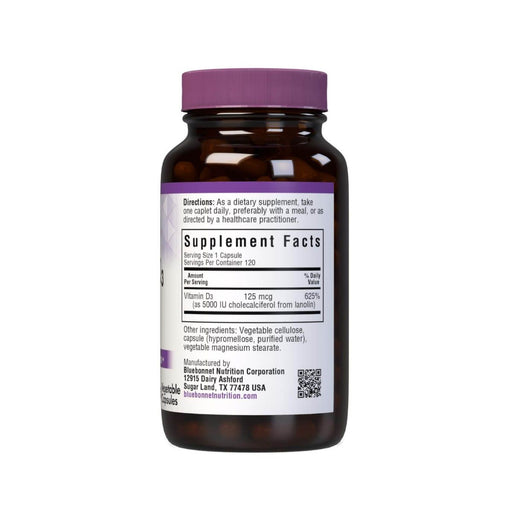 Bluebonnet Vitamin D3 5,000iu 120 Vegetable Capsule | Premium Supplements at MYSUPPLEMENTSHOP