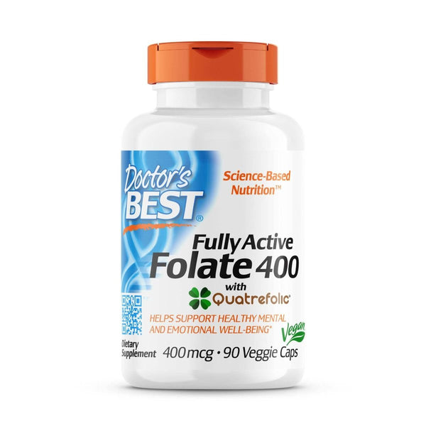 Doctor's Best Fully Active Folate 400 with Quatrefolic 400 mcg 90 Veggie Capsules - Health and Wellbeing at MySupplementShop by Doctor's Best