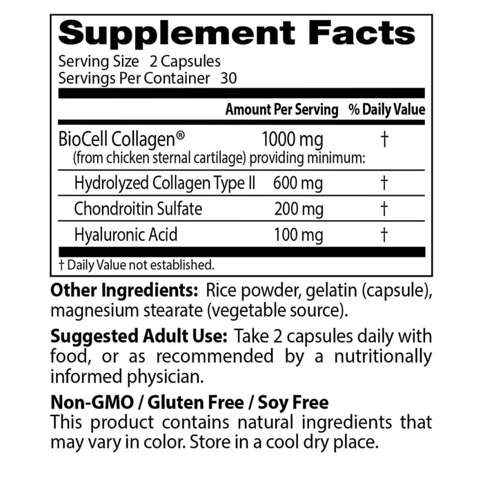 Doctor's Best Hyaluronic Acid + Chondroitin Sulfate with BioCell Collagen, 60 Veggie Capsules | Premium Supplements at MYSUPPLEMENTSHOP