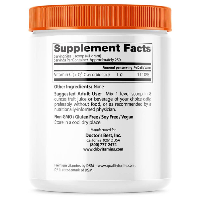 Doctor's Best Pure Vitamin C Powder with Q-C 8.8 oz (250 g) | Premium Supplements at MYSUPPLEMENTSHOP