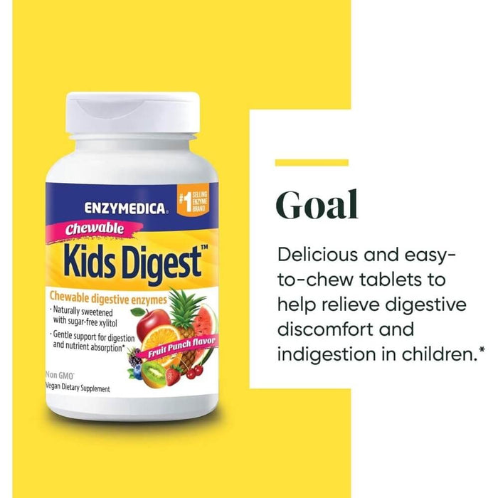 Enzymedica Kids Digest Chewable Fruit Punch 90 Chewables Best Value Children's Digestion at MYSUPPLEMENTSHOP.co.uk