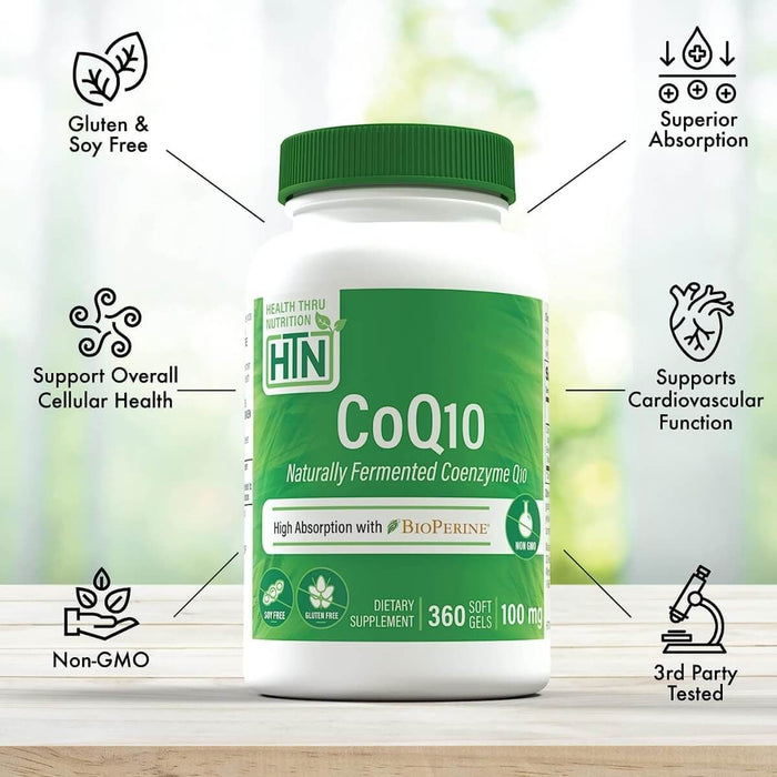 Health Thru Nutrition CoQ10 with BioPerine 100mg 360 Softgels - Cellular Health at MySupplementShop by Health Thru Nutrition