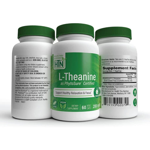 Health Thru Nutrition L-Theanine (as PhytoSure) 200mg 60 Veggie Capsules | Premium Supplements at MYSUPPLEMENTSHOP