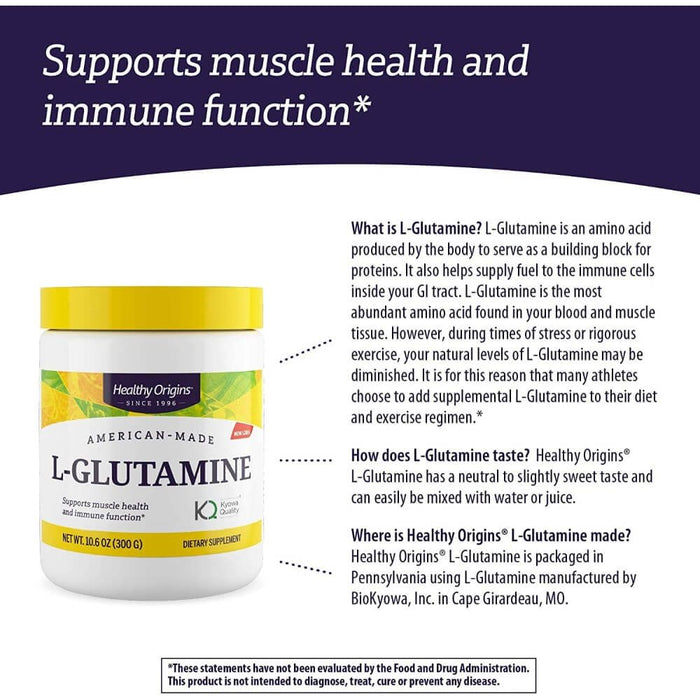 Healthy Origins L-Glutamine (American-Made) 10.6oz (300g) - Muscle Health at MySupplementShop by Healthy Origins