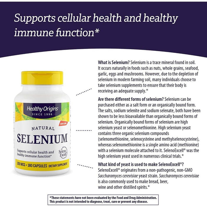 Healthy Origins Selenium 200mcg 180 Capsules - Brain & Memory at MySupplementShop by Healthy Origins