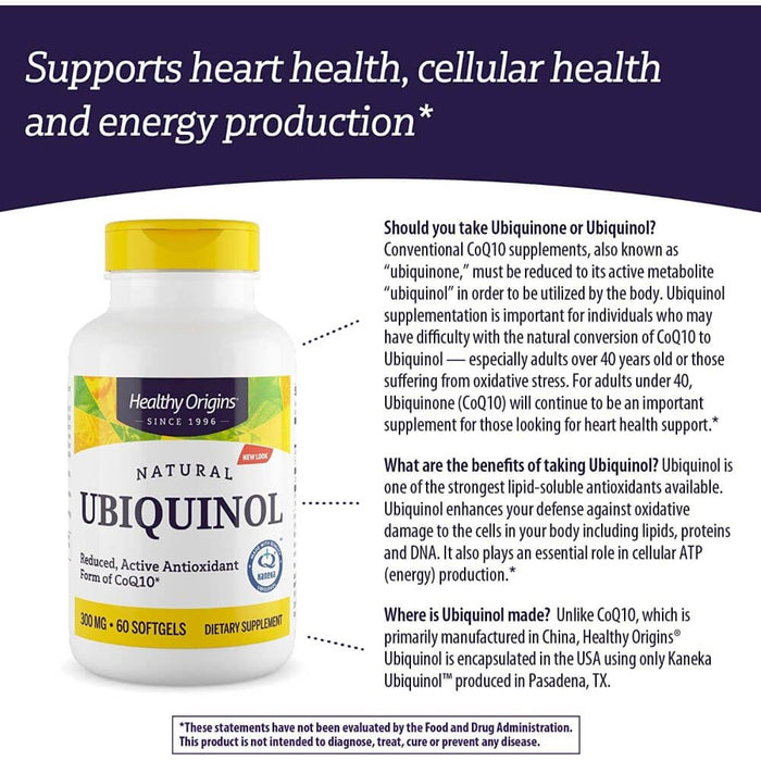 Healthy Origins Ubiquinol 300mg 60 Softgels - Cellular Health at MySupplementShop by Healthy Origins