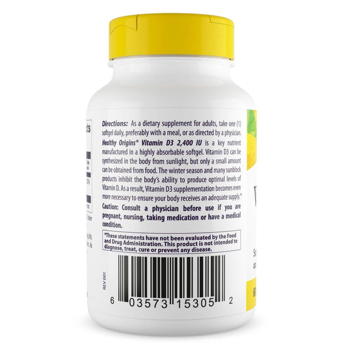 Healthy Origins Vitamin D3 2400iu 120 Softgels - Immune Support at MySupplementShop by Healthy Origins