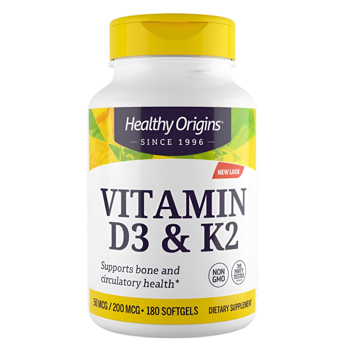 Healthy Origins Vitamin D3 &amp; K2 50mcg/200mcg 180 Softgels