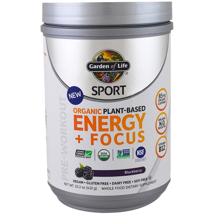 Garden of Life Organic Plant-Based Energy + Focus, Blackberry - 432g