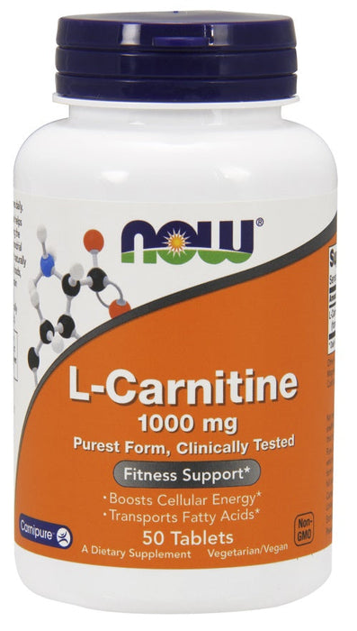 NOW Foods L-Carnitine, 1000mg - 50 tabs - Amino Acids and BCAAs at MySupplementShop by NOW Foods