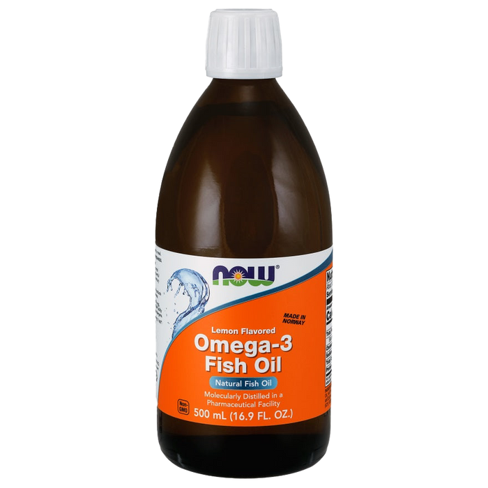 NOW Foods Omega-3 Fish Oil Liquid, Lemon - 500 ml.