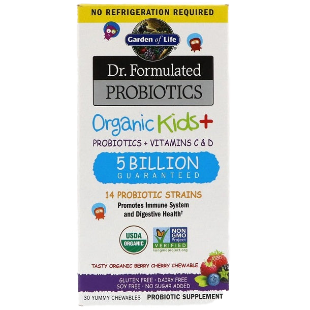 Garden of Life Dr. Formulated Probiotics Organic Kids+, Berry Cherry - 30 chewables