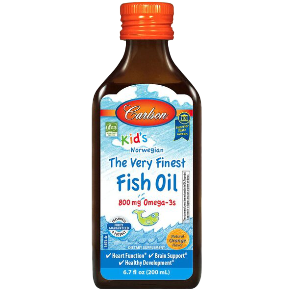 Carlson Labs Kid's The Very Finest Fish Oil, 800mg Natural Orange - 200 ml.