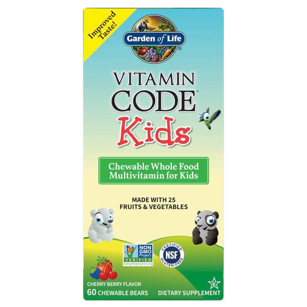 Garden of Life Vitamin Code Kids, Chewable Whole Food Multivitamin For Kids, Cherry Berry - 60 chewable bears