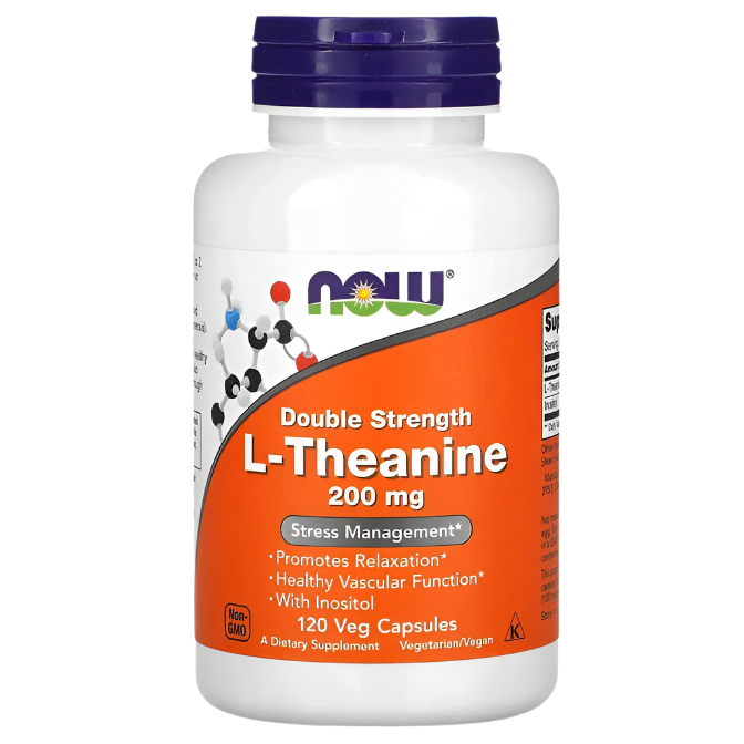 NOW Foods Double Strength L-Theanine, 200mg - 120 vcaps