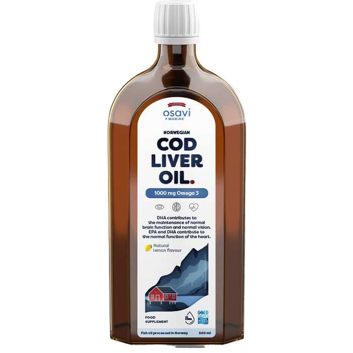 Osavi Norwegian Cod Liver Oil, 1000mg Omega 3 (Lemon) - 500 ml.