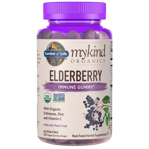 Garden of Life Mykind Organics Elderberry, Real Fruit - 120 vegan gummy drops