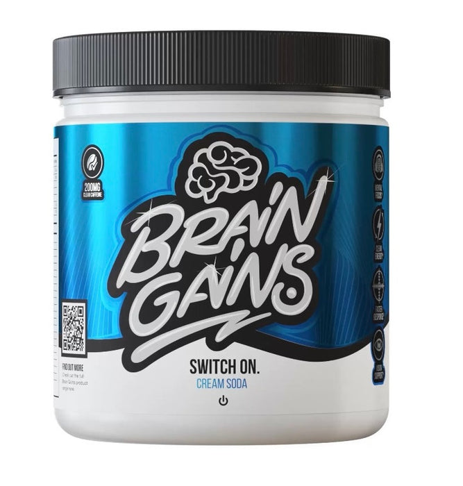 Brain Gains Switch On Cream Soda 225g - Health and Wellbeing at MySupplementShop by Brain Gains