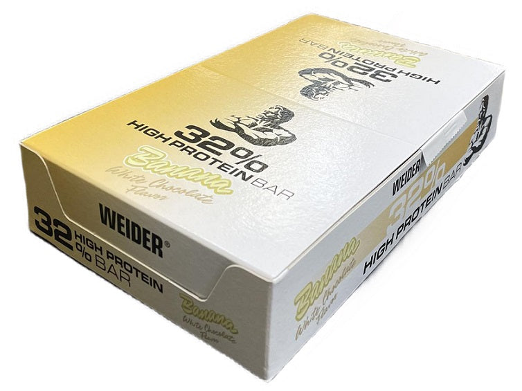 Weider 32% High Protein Bar Banana White Chocolate 12 x 60g - Protein at MySupplementShop by Weider