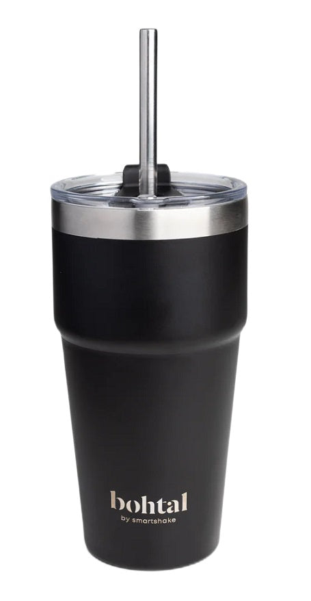 SmartShake Bohtal Double Insulated Travel Mug with Straw, Black 600ml for On-the-Go Hydration | Premium Accessories at MYSUPPLEMENTSHOP