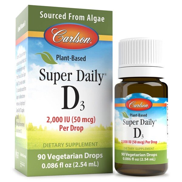 Carlson Labs Plant-Based Super Daily D3, 2000 IU 254 ml - Sports Supplements at MySupplementShop by Carlson Labs