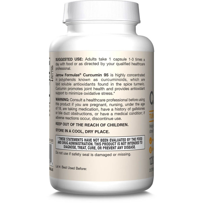 Jarrow Formulas Curcumin 95 500mg 120 Veggie Capsules - Health and Wellbeing at MySupplementShop by Jarrow Formulas