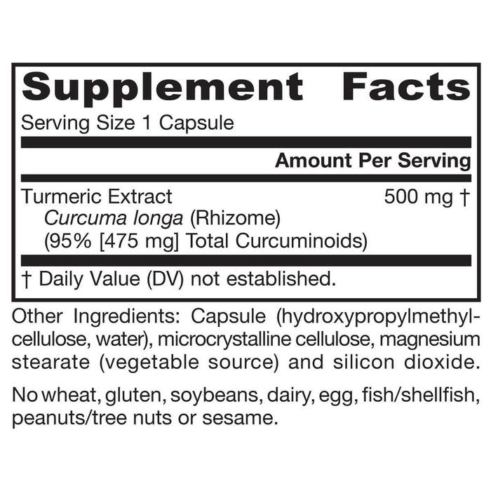 Jarrow Formulas Curcumin 95 500mg 120 Veggie Capsules - Health and Wellbeing at MySupplementShop by Jarrow Formulas