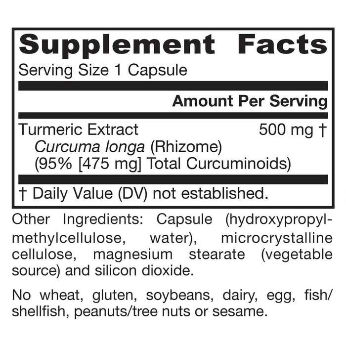 Jarrow Formulas Curcumin 95 500mg 60 Veggie Capsules - Health and Wellbeing at MySupplementShop by Jarrow Formulas