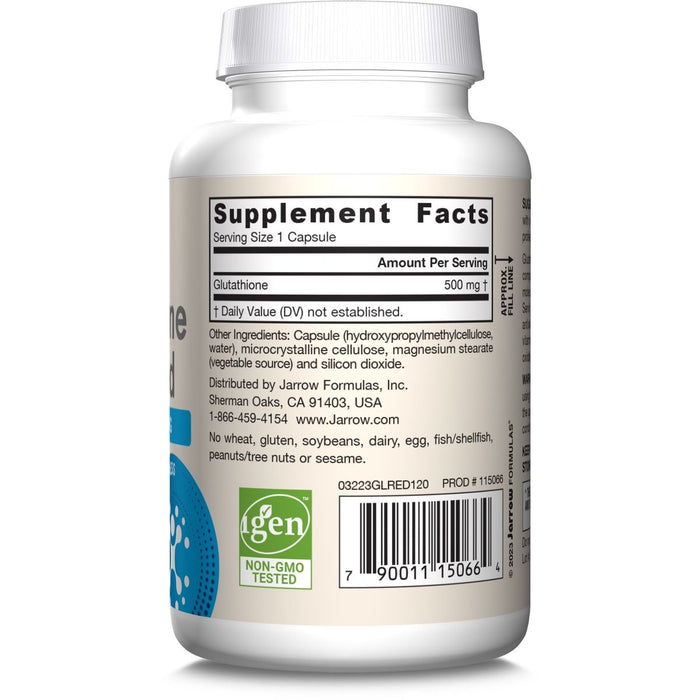 Jarrow Formulas Glutathione Reduced 500mg 120 Veggie Capsules | Premium Supplements at MYSUPPLEMENTSHOP