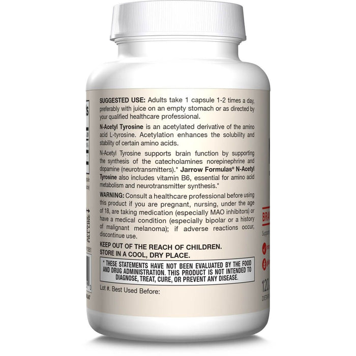 Jarrow Formulas N-Acetyl Tyrosine 350mg 120 Capsules - Health and Wellbeing at MySupplementShop by Jarrow Formulas