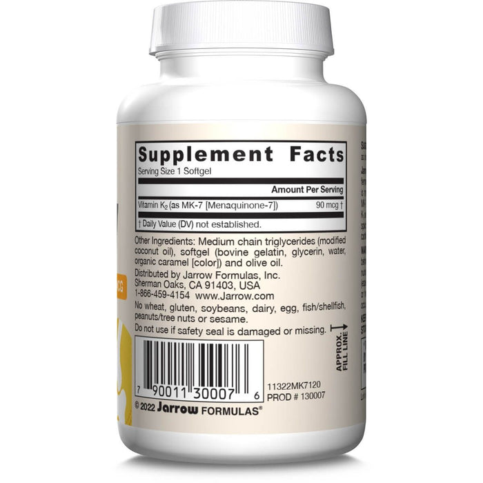 Jarrow Formulas Vitamin K2 as MK-7 90mcg 120 Softgels - Vitamins & Minerals at MySupplementShop by Jarrow Formulas