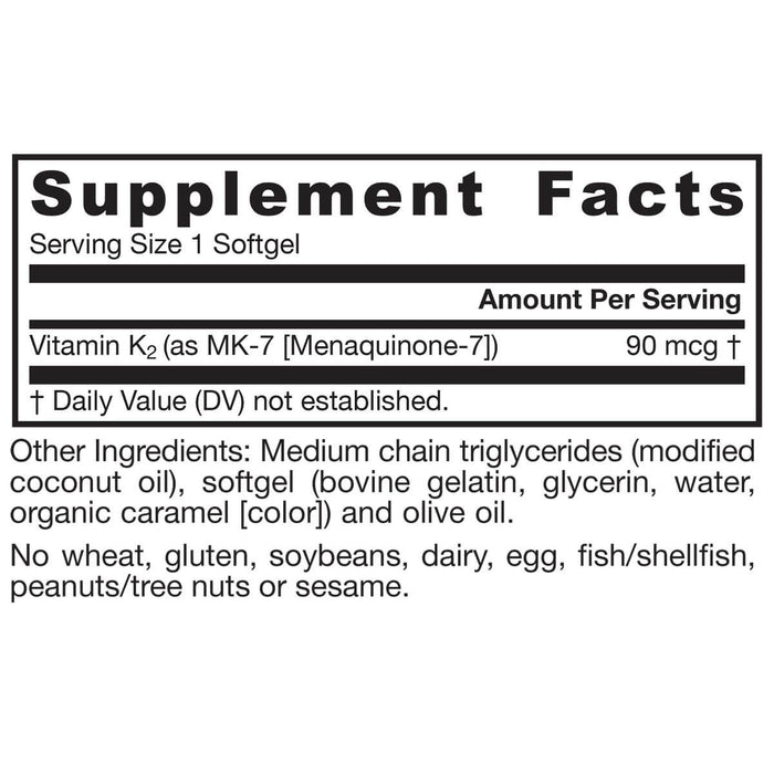 Jarrow Formulas Vitamin K2 as MK-7 90mcg 120 Softgels - Vitamins & Minerals at MySupplementShop by Jarrow Formulas